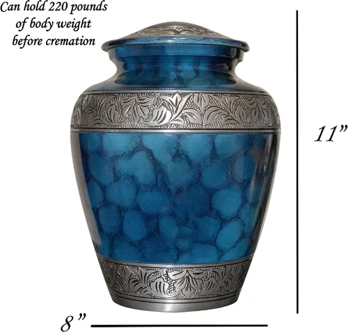 Vista 5 de Urna de cremación funeraria humana extra grande, urna doble personalizada para dos adultos (azul)