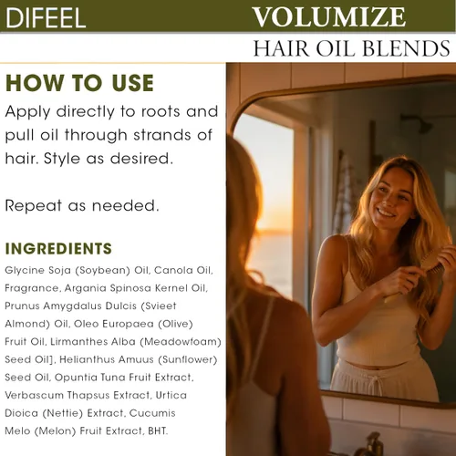 Vista 8 de Difeel 99% Natural Hair Care Solutions Volumize Hair Oil 7.1 oz (paquete de 4)