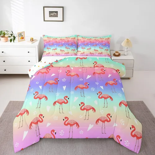 Vista 24 de Juego de edredón de mariposa morada tamaño individual para niñas y niños, ropa de cama rosa degradado, relleno de edredón de mariposa de ensueño
