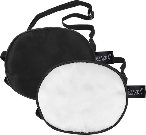 Vista 12 de eZAKKA 2 piezas de parche de seda para ojos médicos para mujeres adultas, parche elástico perezoso ajustable individual con correa elástica
