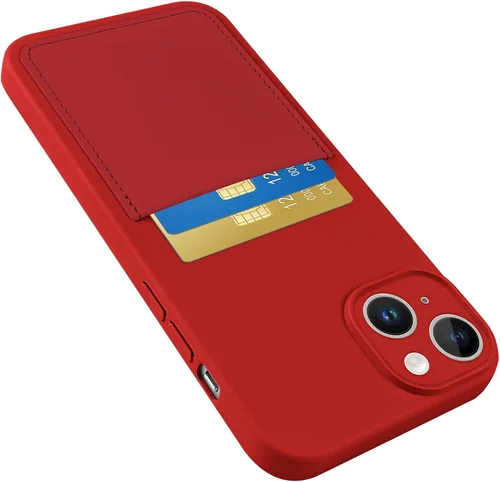 Vista 24 de Funda diseñada para iPhone 15 Pro con tarjetero para mujeres y hombres, cubierta de silicona suave [forro de microfibra], protección completa