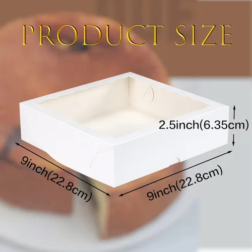 Vista 3 de RomanticBaking 14 cajas de panadería de 9 x 9 x 2.5 pulgadas con ventana para pastel, corazón quebradizo, fresas cubiertas de chocolate, galletas