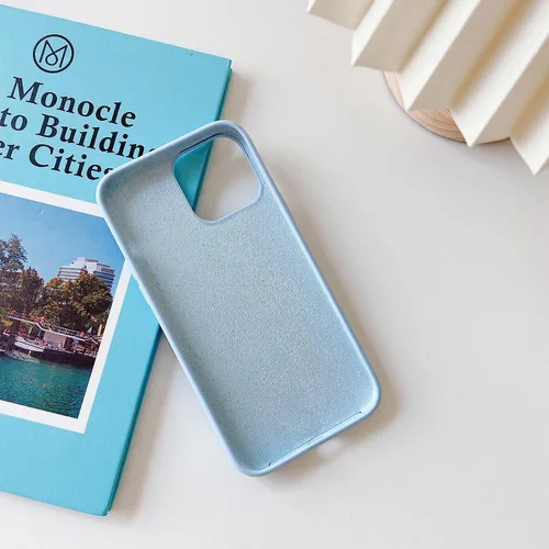 Vista 8 de Funda compatible con iPhone 13 Pro Max de silicona para mujeres y niñas, diseño de corazón azul, delgada, con forro de microfibra suave