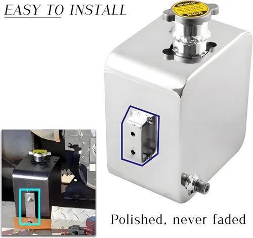 Vista 5 de RYANSTAR Universal 2.5L Depósito de agua refrigerante universal de expansión y desbordamiento, kit completo de cabezal de aluminio de aleación
