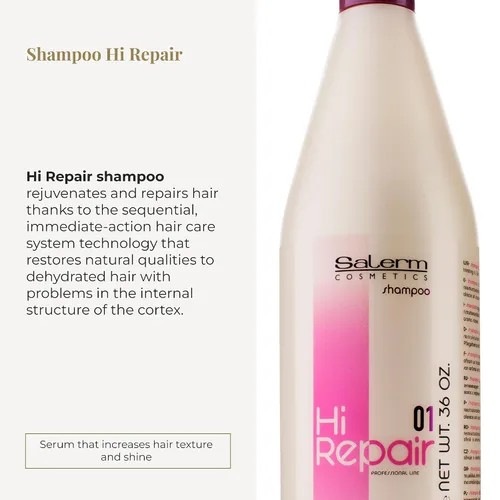 Vista 2 de SALERM - Champú reparador - Champú Hi Repair - 33.8 fl oz - Hidratación profunda para cabello dañado - Repara y rejuvenece - Cabello más brillante