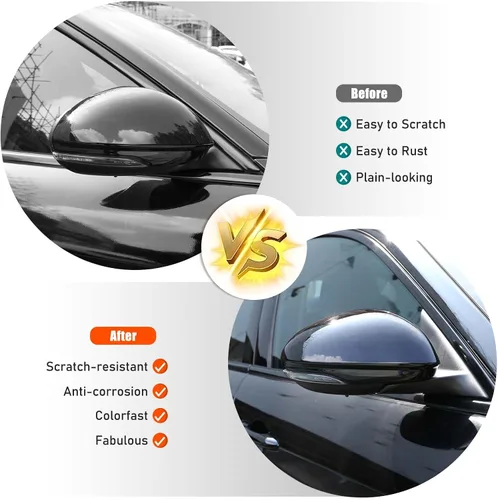 Vista 2 de Cubierta de espejo lateral compatible con Alfa Romeo Giulia 2017-2024, accesorios de decoración de coche
