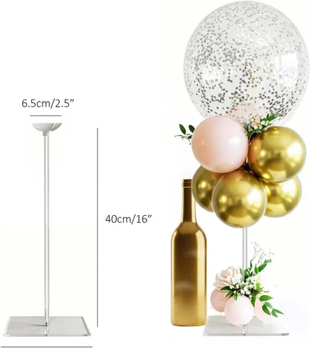 Vista 4 de lightsfever Kit de soporte acrílico reutilizable para globos, exhibición de mesa resistente con palos y base, soportes de globos para centros