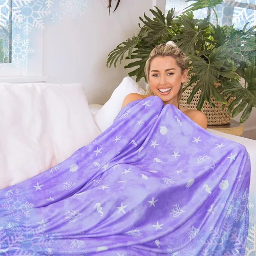 Vista 18 de Ailemei Direct Manta refrescante con efecto frío de doble cara, ligera, transpirable para verano, manta de cama con temática costera de gran