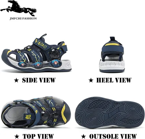 Vista 7 de JMFCHI FASHION Sandalias deportivas para niños, sandalias deportivas para exteriores, senderismo, atléticas, sandalias de playa con punta cerrada