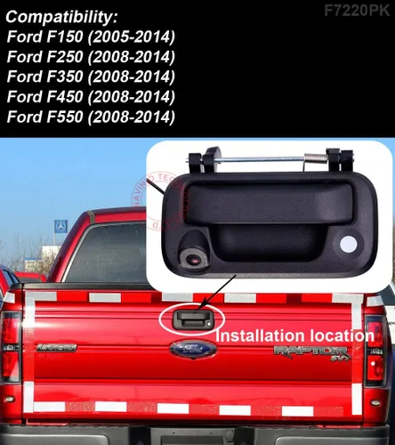 Vista 2 de HD Tronco Manija Cámara del Vehículo Impermeable Puerta Trasera Coche Vista Trasera de Coche Cámara Reversa Estacionamiento para Ford F150 F250 F350