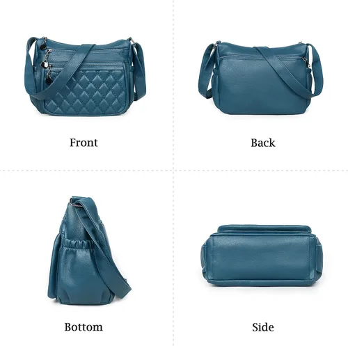 Vista 3 de Bolso cruzado para mujer, bolso de hombro suave de piel sintética, bolso mediano y espacioso, bolso de mano de moda con asa superior
