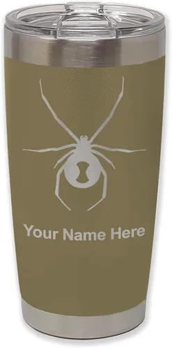 Vista 17 de LaserGram Vaso aislado al vacío de 20 onzas, araña viuda negra, grabado personalizado incluido (negro)