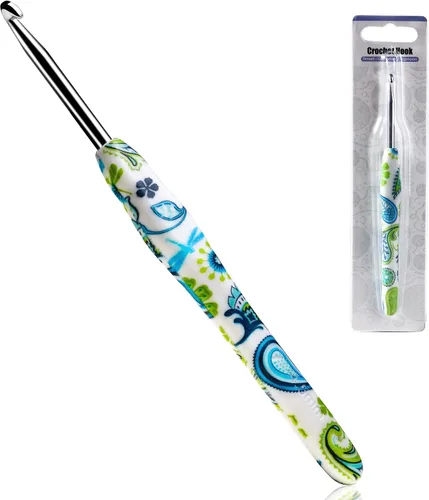 Vista 12 de 2.25mm Gancho de Ganchillo Looen, Mango Ergonómico para Manos Artríticas, Agujas de Tejer de Goma Suave Extra Largas para Principiantes de Crochet