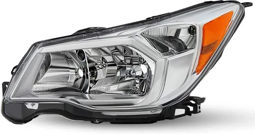 Vista 9 de JSBOYAT Reemplazo del conjunto de faros halógenos para Subaru Forester 2014-2016, carcasa cromada, reflector ámbar, lado izquierdo del conductor