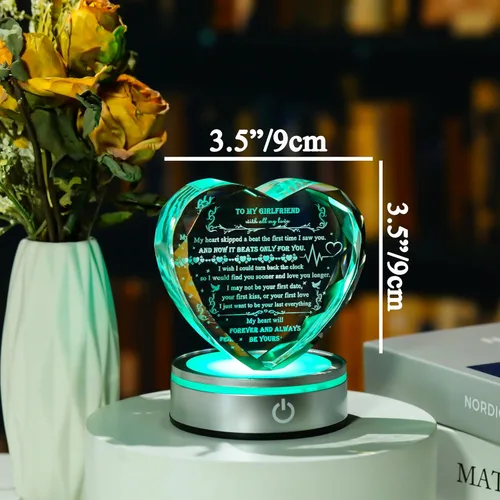Vista 4 de Regalos Qianwei para novia de novio únicos - Regalos personalizados de corazón de cristal para mi novia que lo tiene todo - Ideas de regalo