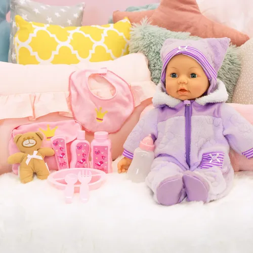 Vista 5 de Bayer Design Piccolina Magic Eyes - Muñeca interactiva con sonidos (18 pulgadas) Soft Body Doll with Moving Mouth and Closing Eyes. Includes 28
