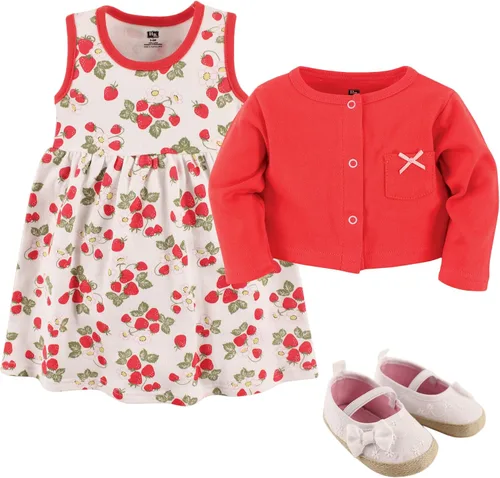 Vista 2 de Hudson Baby - Conjunto de vestido de algodón para bebé, chaqueta y zapatos