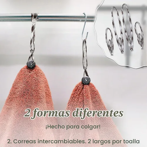 Vista 3 de myHomeBody Toallas de mano con bucles para colgar, ropa de limpieza de fibra de carbón absorbente con botón de cáscara de coco para cocina