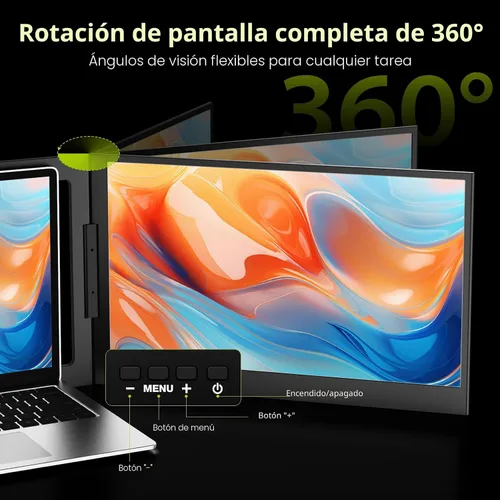 Vista 8 de QQH Extensor de pantalla para laptop, extensor de monitor de portátil USB C Negro