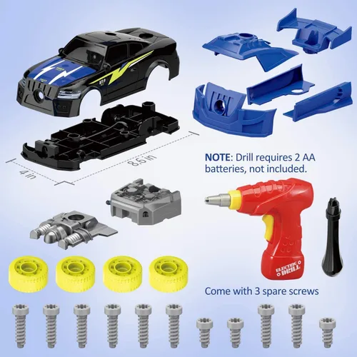 Vista 6 de Coogam Auto de carreras desmontable con herramienta de destornillador eléctrico, juguete de habilidad motora fina, juego de construcción