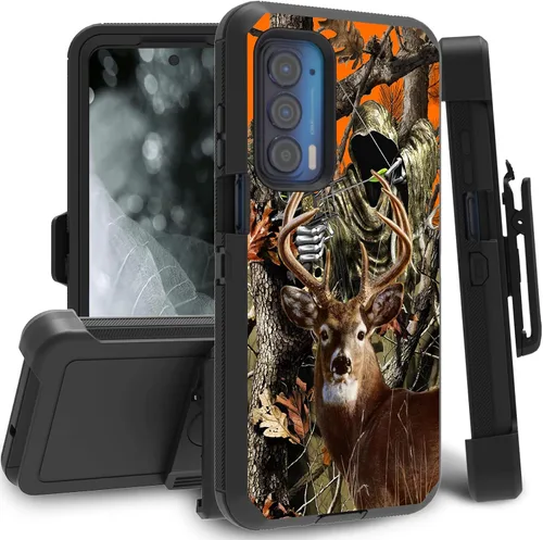 Vista 43 de Funda para Motorola Edge 2021 / Moto Edge 5G UW, protección resistente de 3 capas híbridas a prueba de golpes con funda de clip para cinturón