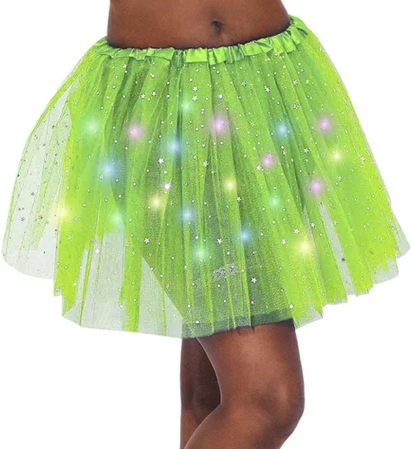 Vista 3 de DRESBE Falda LED para mujer, tutú iluminado, falda de tul brillante, para baile, fiesta, rave, festival, ropa de Halloween