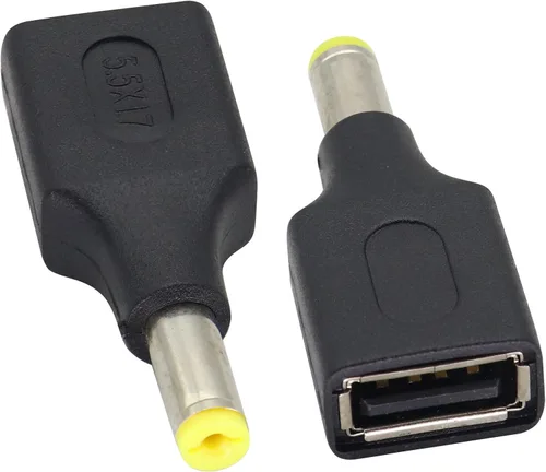 Vista 9 de Paquete de 2 adaptadores de corriente CC de 2.5 × 0.028 in a USB CC USB 2.0 A hembra a CC 2.5 × 0.028 in macho 5 V CC conector de barril de carga