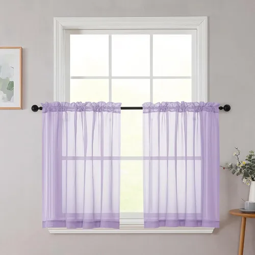 Vista 246 de 2 paneles de cortinas traslúcidas blancas para dormitorio, sala de estar, 96 pulgadas de largo, modernas, suaves, ligeras, con bolsillo para barra
