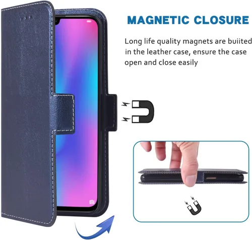 Vista 6 de Funda tipo cartera para Huawei P Smart 2019/Honor 10 Lite Mujeres Hombres Correa de muñeca, cubierta de cuero sintético para teléfono celular