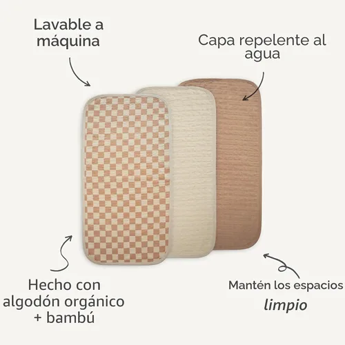 Vista 9 de mushie Fundas impermeables para cambiador 100% algodón orgánico Juego de 3 (Combo de abejas)
