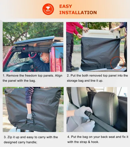 Vista 3 de Freedom - Bolsa de almacenamiento rígida con asa para Jeep Wrangler JK, JKU, JL, JLU, Sports, Sahara, Freedom, Rubicon de 2 puertas y 4 puertas