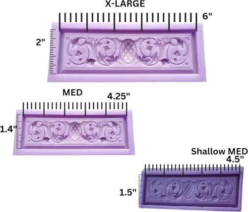 Vista 2 de Ornamental filigree rectangle #2 Silicone candybar chocolate mold, resin, fondant, wax and more. (random color) (X-Large)