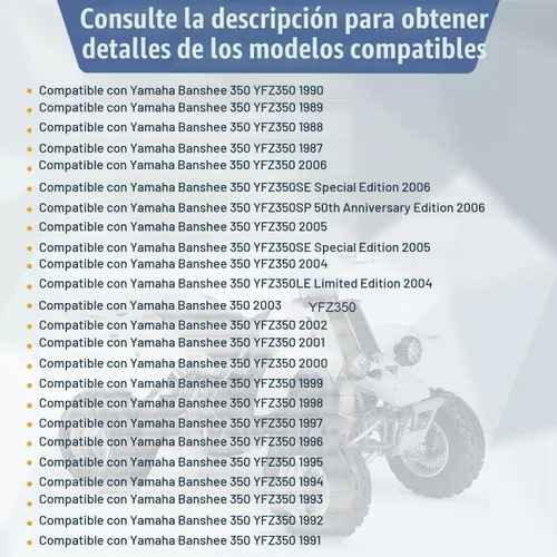 Vista 5 de Kit de abrazaderas de soporte de refuerzo del guardabarros trasero compatible con Yamaha Banshee 350 YFZ350 1987-2006