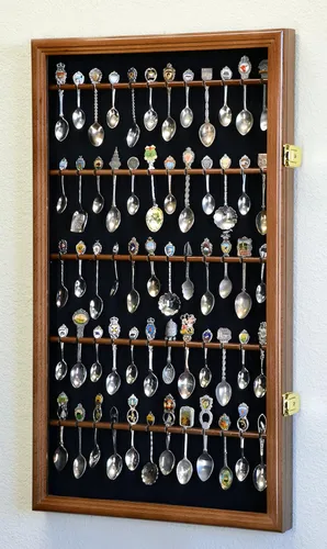 Vista 8 de Vitrina de 60 cucharas de gabinete de montaje en pared con 98% de protección UV bloqueable Acabado negro