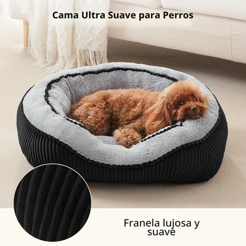 Vista 4 de Cama lavable para perros pequeños y gatos, cálida y calmante Negro