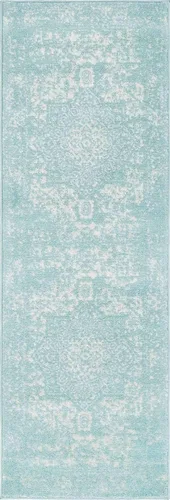 Vista 11 de Unique Loom Richmond Collection - Alfombra de área con medallón (2 pies x 6 pies 1 pulgada, color aguamarina/marfil)
