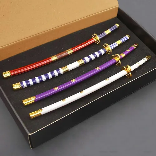 Vista 3 de Espada Samurai Zoro de 10 Pulgadas - Anime Roronoa Shusui/Wado Ichimonji/Kitetsu/Yubashiri - Espada Mini de Metal Katana - Colección de Regalo