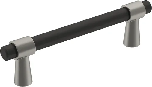 Vista 31 de Amerock BP37385FBG10 Mango de gabinete negro mate/níquel satinado Mango de gabinete de 3 pulgadas (76 mm) de centro a centro Mergence