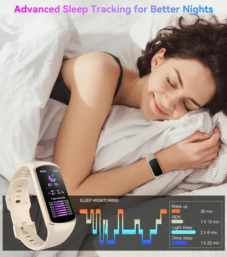 Vista 7 de Reloj inteligente con monitor de actividad física con frecuencia cardíaca 24/7, monitor de presión arterial de oxígeno en sangre, monitor de sueño
