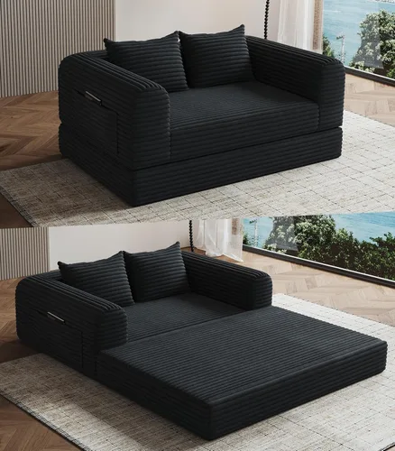 Vista 11 de Sillón versátil 2 en 1 sin hueso, tumbona para interiores, sillas convertibles, sofá cama, sofá cama plegable de gran tamaño, cómodo sofá futón