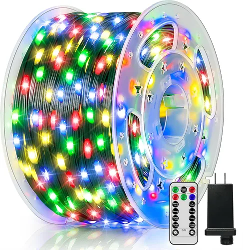 Vista 15 de BrightChristmas Luces de Navidad de 600 LED de 196 pies, tira de luces impermeables para exteriores con control remoto y temporizador, luces
