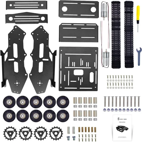 Vista 4 de Kit de chasis de coche robot inteligente, chasis de tanque grande de metal completo con motores de 2WD para Arduino Raspberry Pi Jetson Python DIY