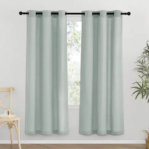Vista 246 de NICETOWN - Cortinas de lino angora para ventana de cocina sobre el fregadero, con ojales, lino grueso angora, tratamientos cortos para ventanas