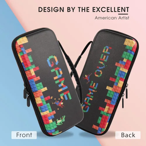 Vista 2 de Witseoct OLED Switch Carrying Case Protectorwith DIY Stickers Compatible with Nintendo Switch with 10 Games Cartridges Protective Hard Shell Travel