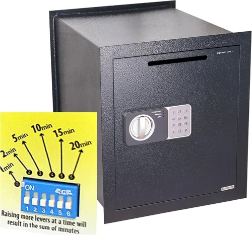 Vista 8 de Genie Hand Caja de seguridad antirobo, apertura controlada con temporizador, bloqueo de clase B, tecnología antirebote y llaves de apertura
