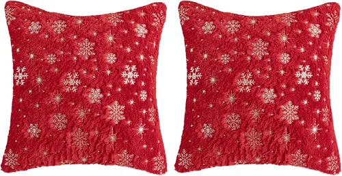 Vista 12 de MOJUN Fundas de almohada de Navidad, paquete de 2 fundas de almohada decorativas suaves y bonitas con fundas de almohada impresas con purpurina