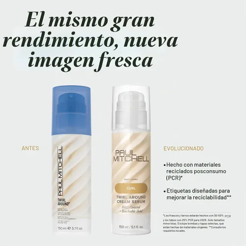 Vista 2 de Paul Mitchell Suero de crema Twirl Alrededor, control de encrespamiento, sujeción táctil, para cabello rizado + ondulado, 5.1 onzas líquidas