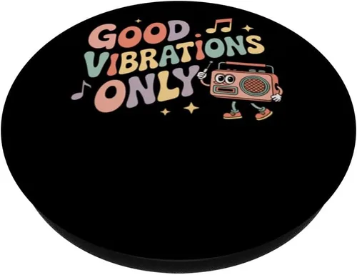 Vista 2 de Good Vibrations Only Retro Boombox Fun PopSockets Adhesive PopGrip