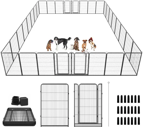 Vista 11 de Kfvigoho Corralito para perros para exteriores, extra ancho, 12 paneles de valla resistente para perros, 32 pulgadas de altura, antioxidante