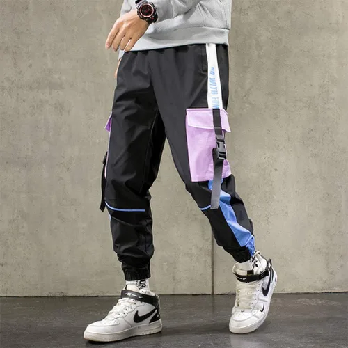 Vista 9 de Pantalones deportivos tipo cargo para hombre, para deportes al aire libre, a la moda, casuales, atléticos, pantalones geniales para hombre, hip hop